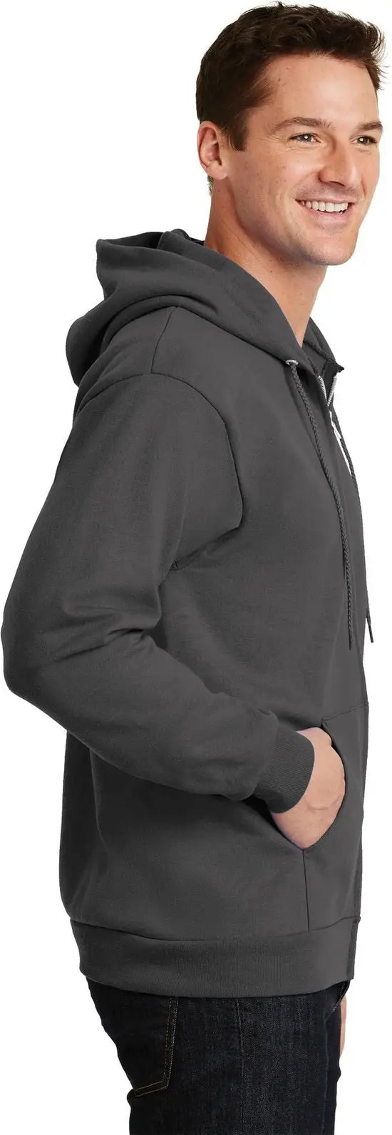 Port & Company Pc90zh co Essential Fleece Full-zip Hooded Sweatshirt - Charcoal