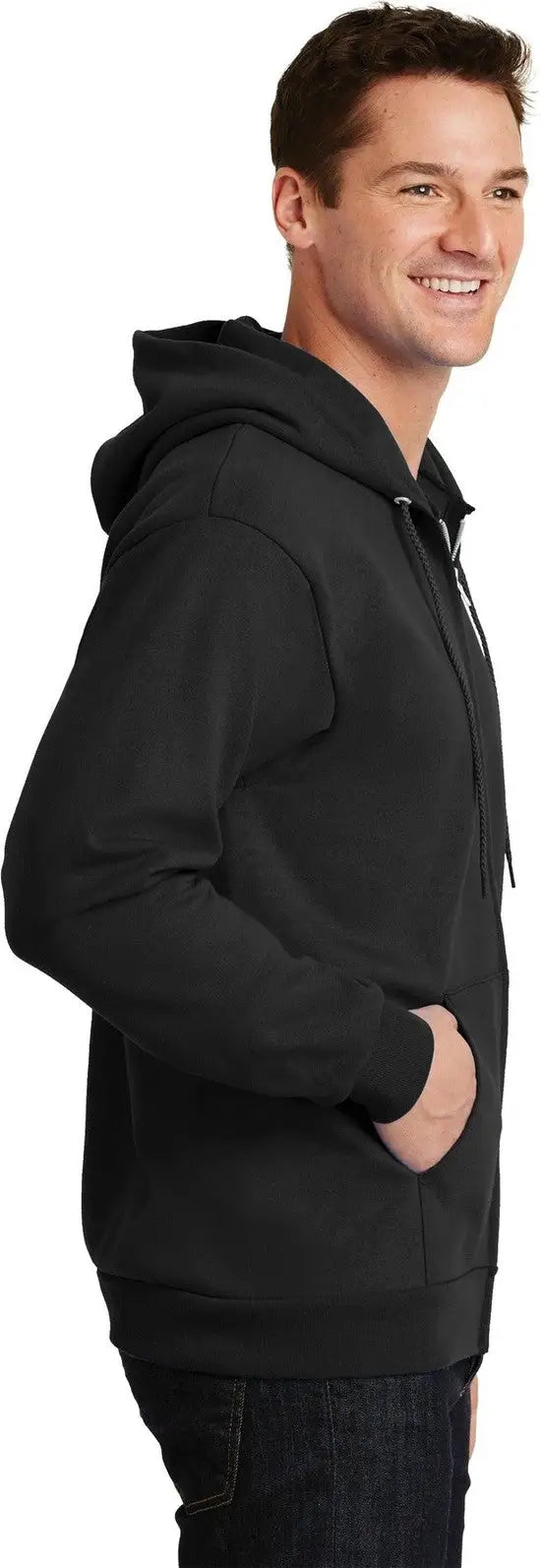 Port & Company Pc90zh co Essential Fleece Full-zip Hooded Sweatshirt - Jet Black
