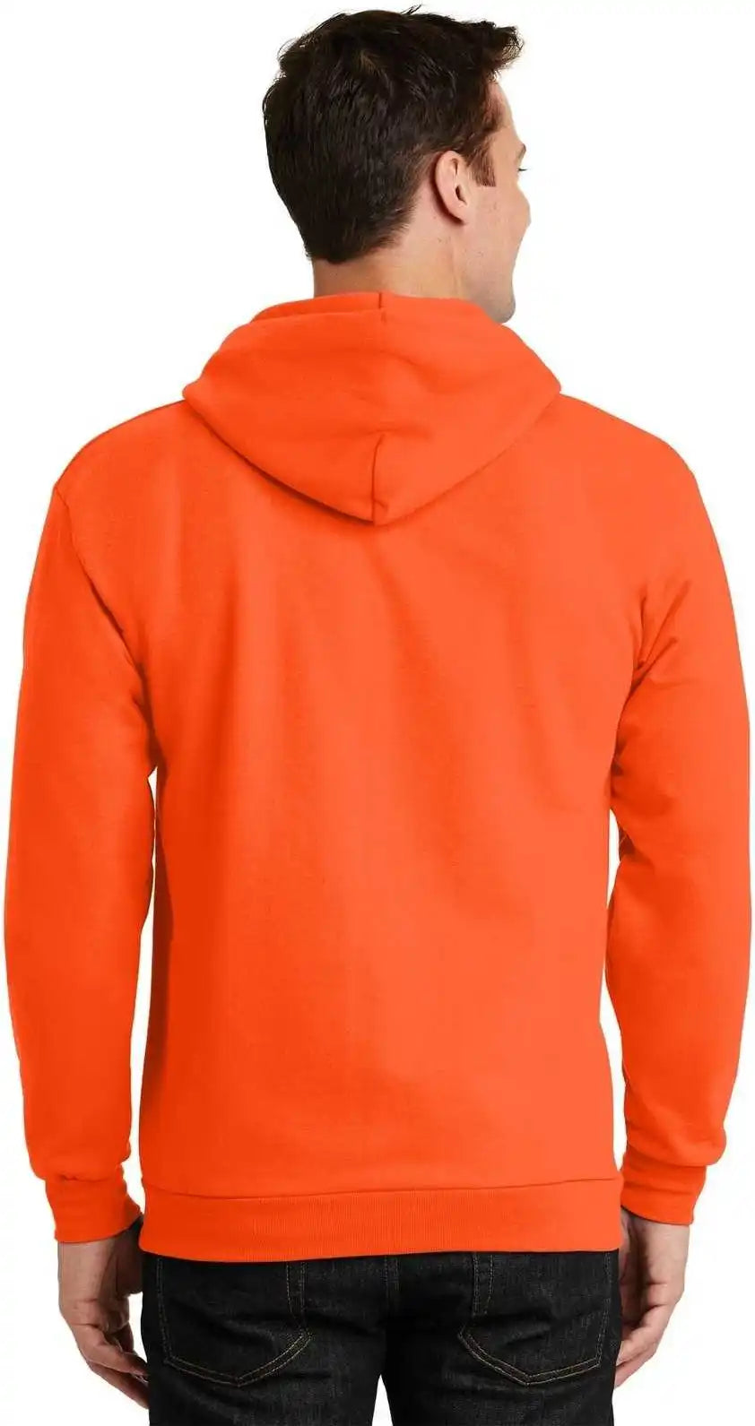 Port & Company Pc90zh Essential Fleece Full Zip Hooded Sweatshirt Safety Orange