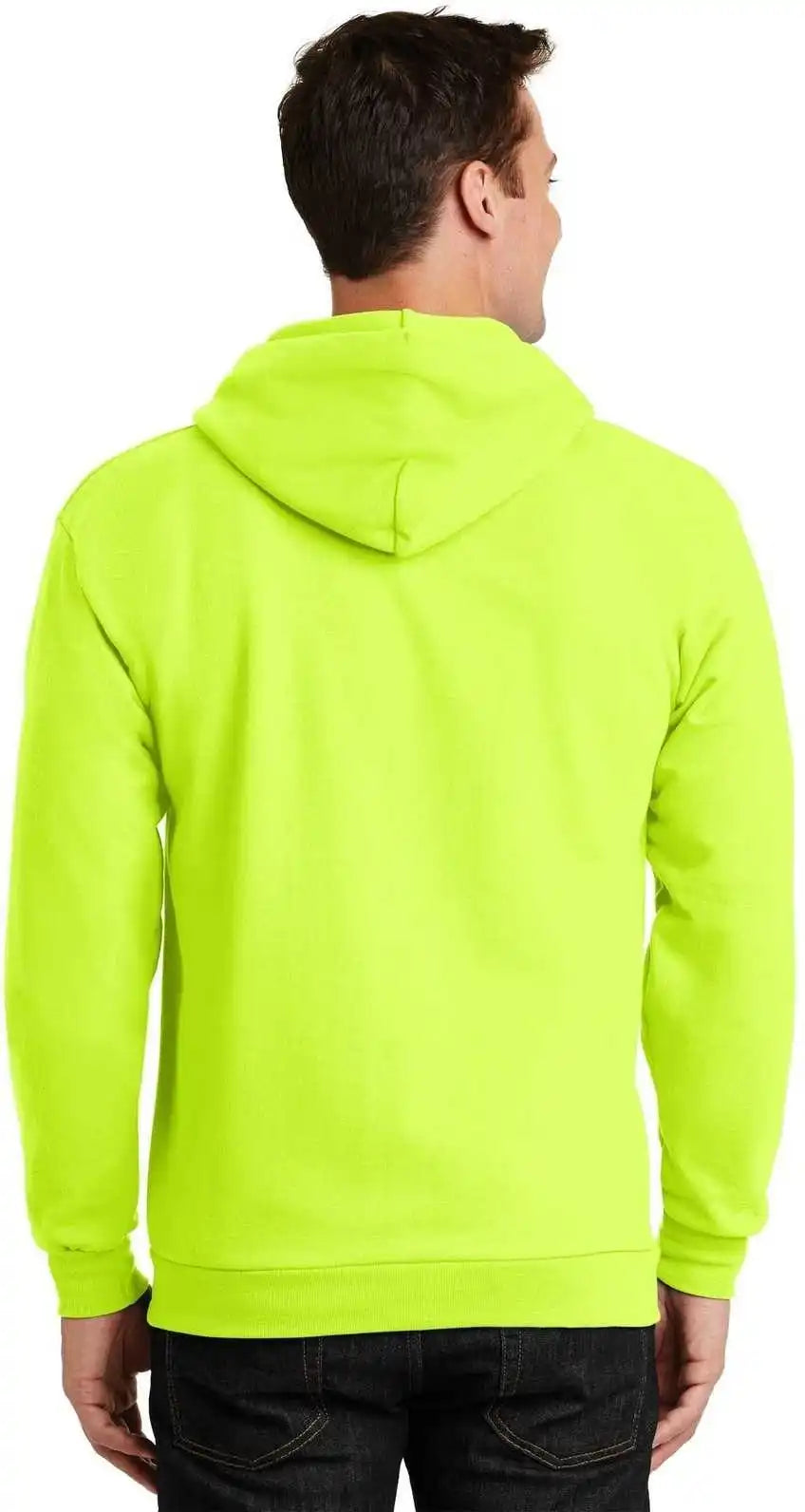 Port &amp; Company Pc90zh Essential Fleece Full Zip Hooded Sweatshirt Safety Green