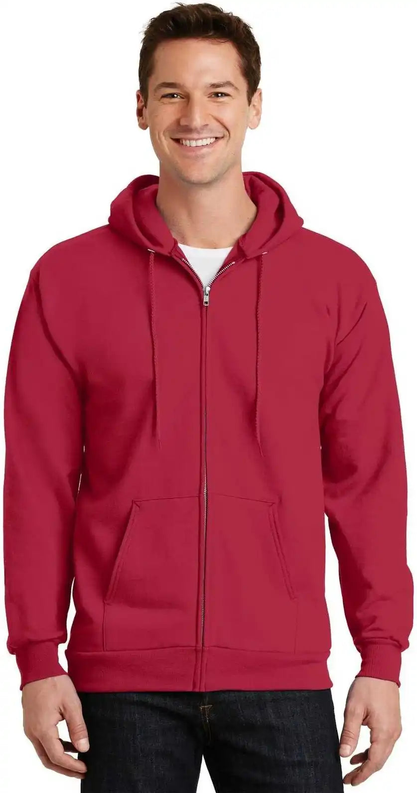 Port & Company Pc90zh Essential Fleece Full-zip Hooded Sweatshirt - Red