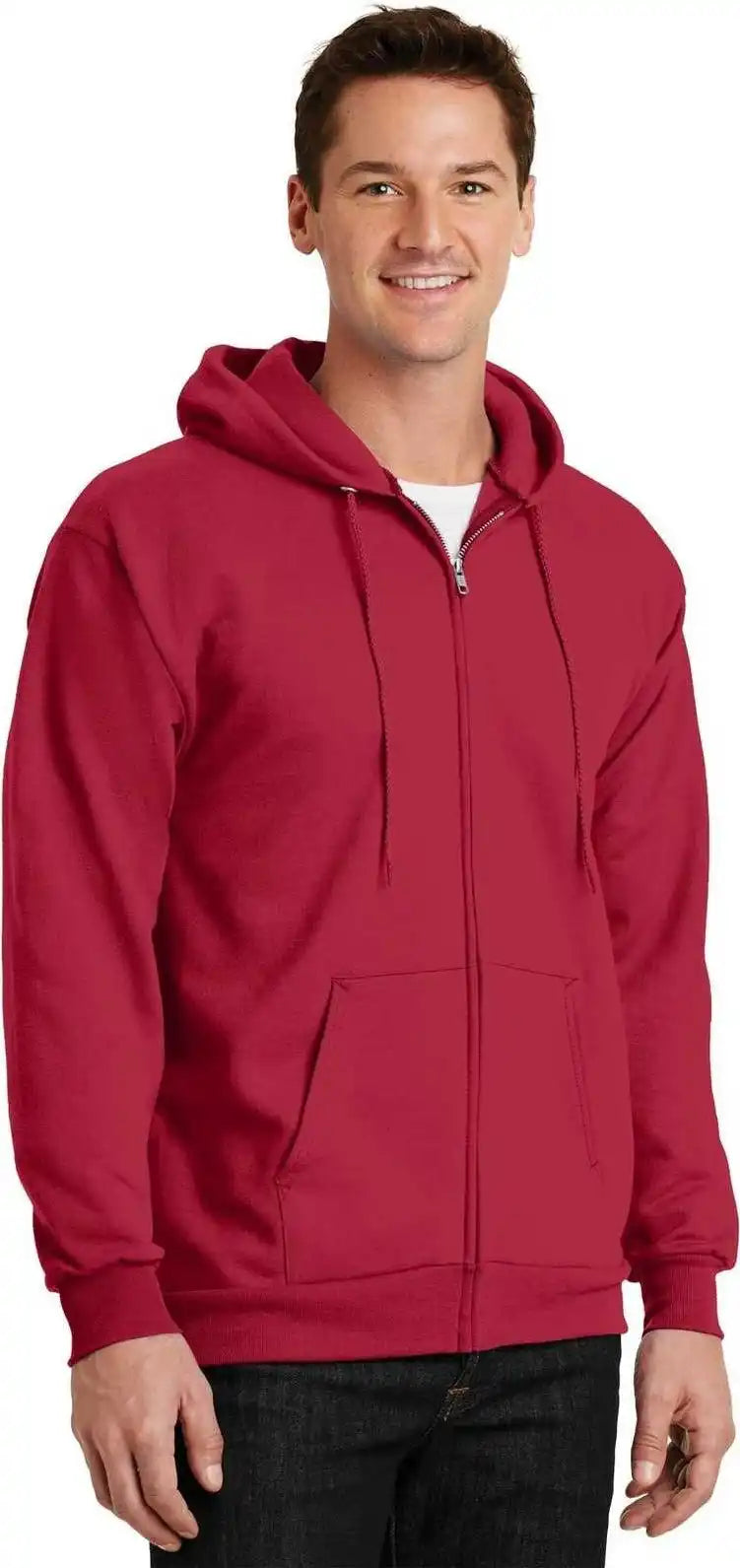 Port & Company Pc90zh Essential Fleece Full-zip Hooded Sweatshirt - Red