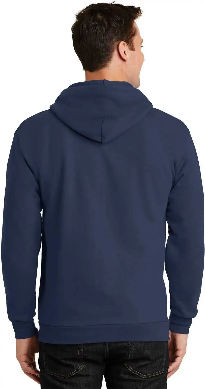 Port &amp; Company Pc90zh Essential Fleece Full Zip Hooded Sweatshirt Navy