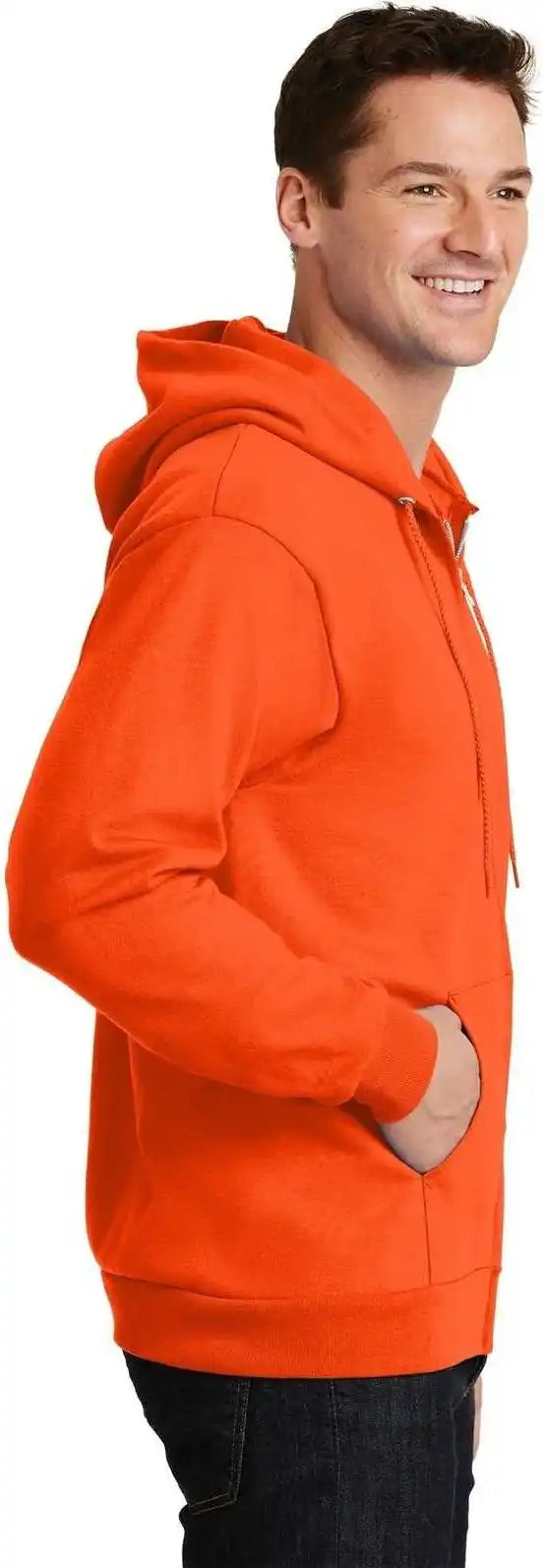 Port &amp; Company Pc90zh Essential Fleece Full Zip Hooded Sweatshirt Safety Orange
