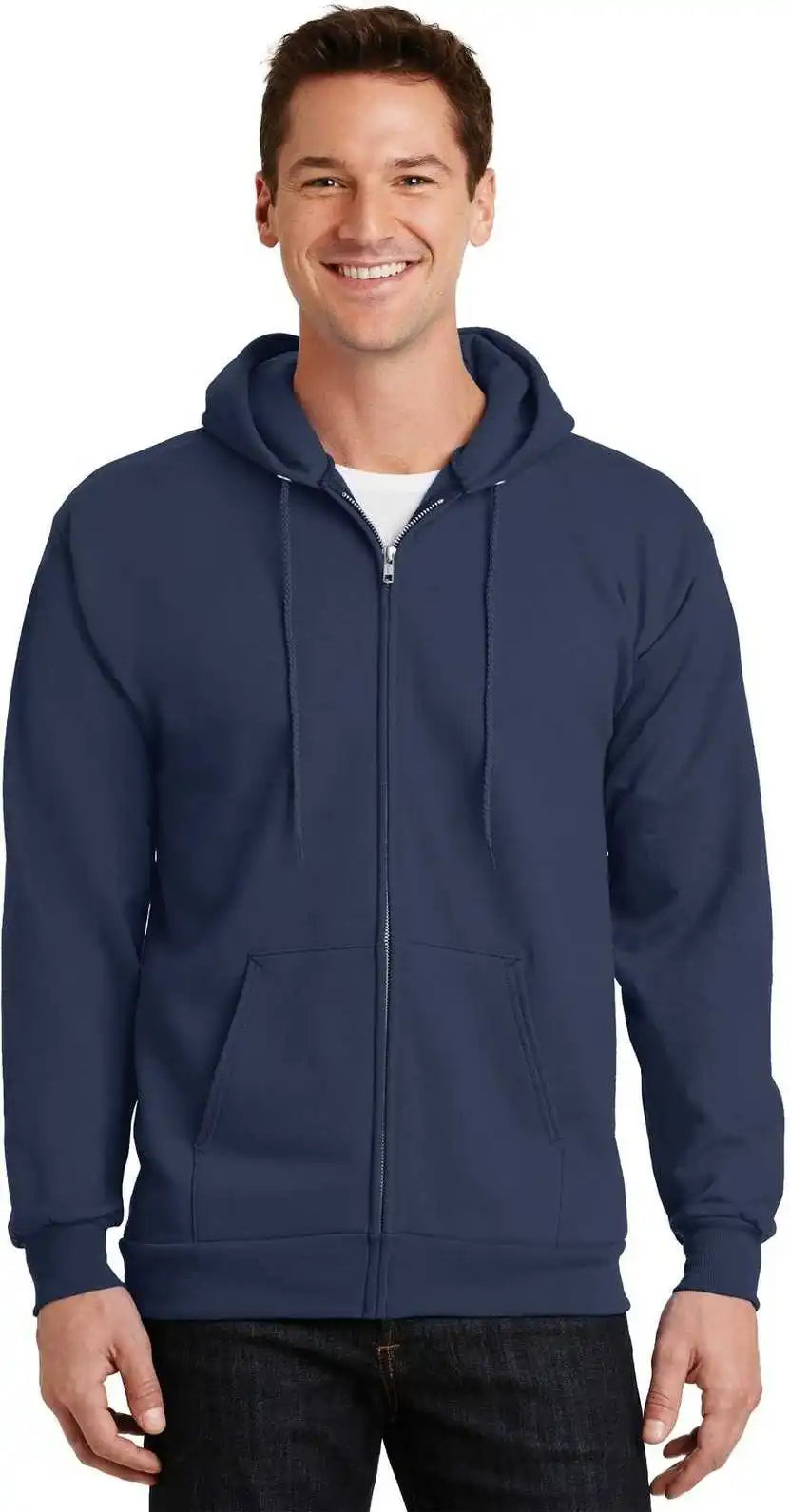 Port & Company Pc90zh Essential Fleece Full Zip Hooded Sweatshirt Navy