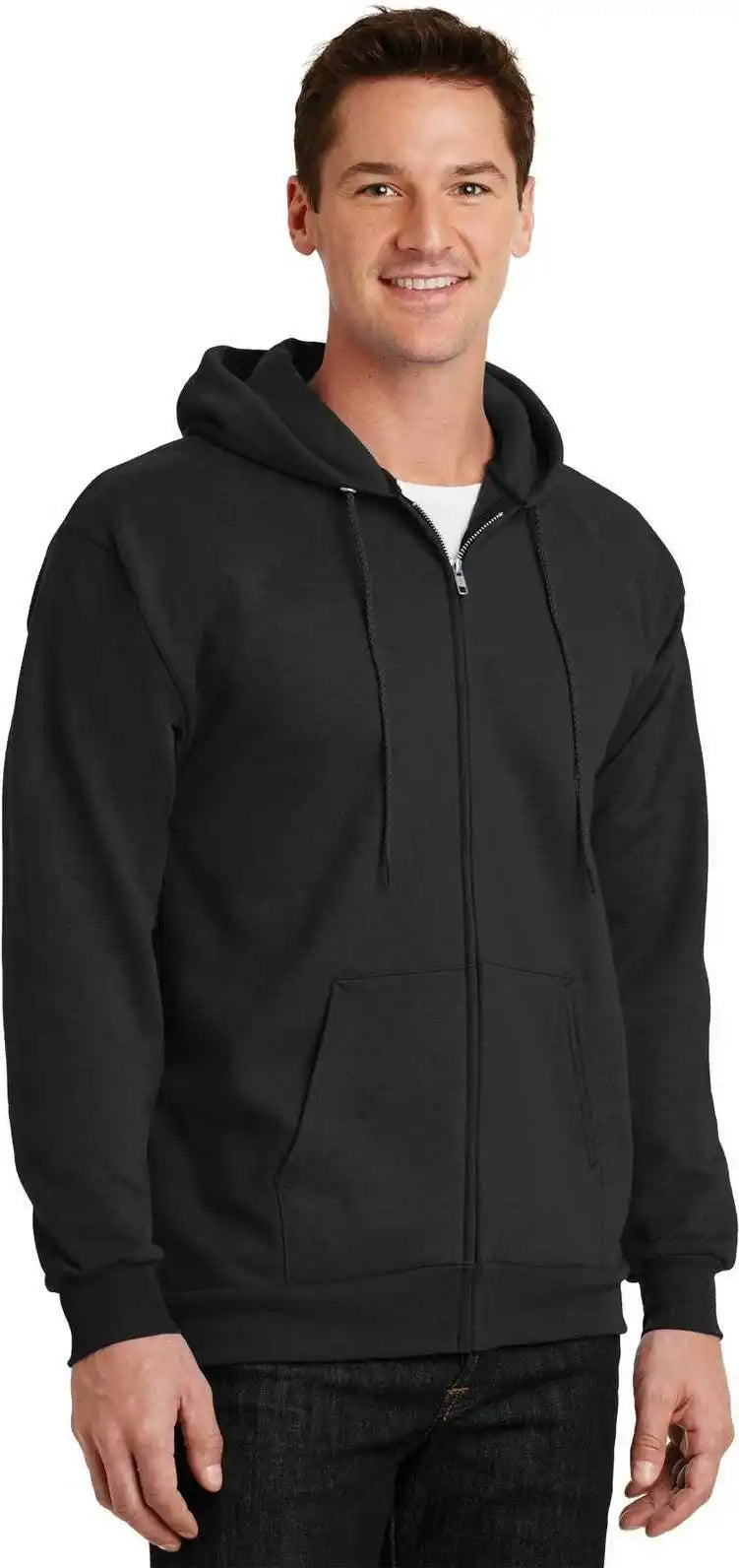 Port &amp; Company Pc90zh Essential Fleece Full Zip Hooded Sweatshirt Jet Black