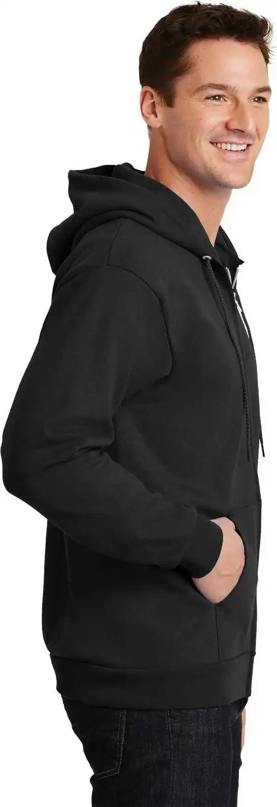 Port &amp; Company Pc90zh Essential Fleece Full Zip Hooded Sweatshirt Jet Black