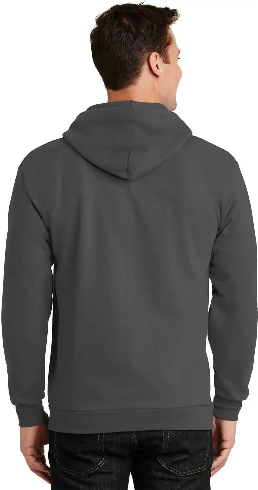 Port & Company Pc90zh Essential Fleece Full Zip Hooded Sweatshirt Charcoal
