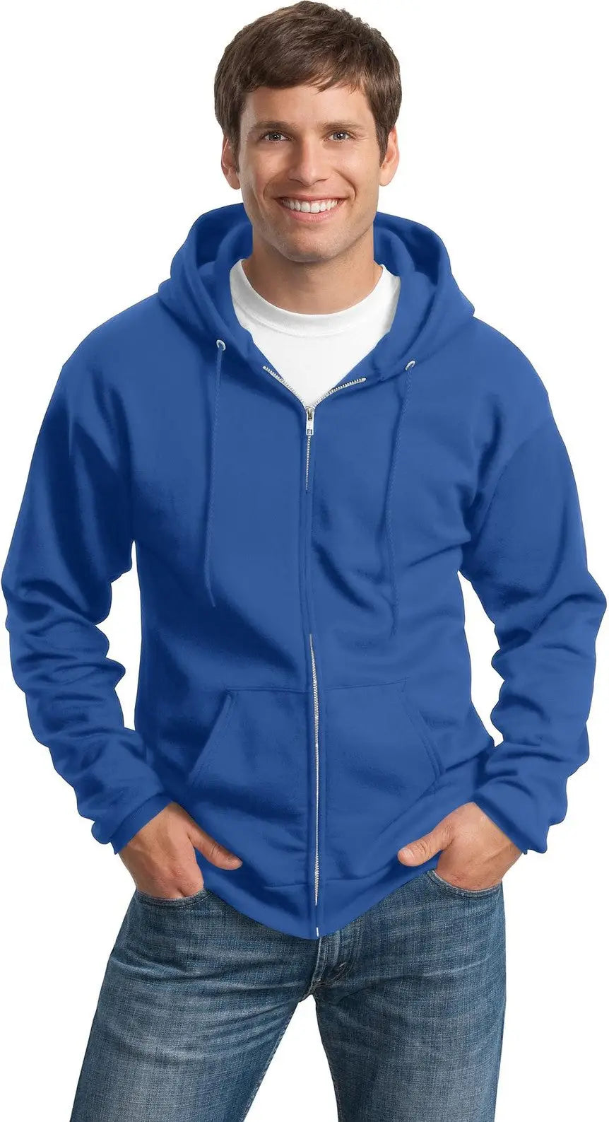Port & Company Pc90zht co Tall Essential Fleece Full-zip Hooded Sweatshirt - Royal - Adult l