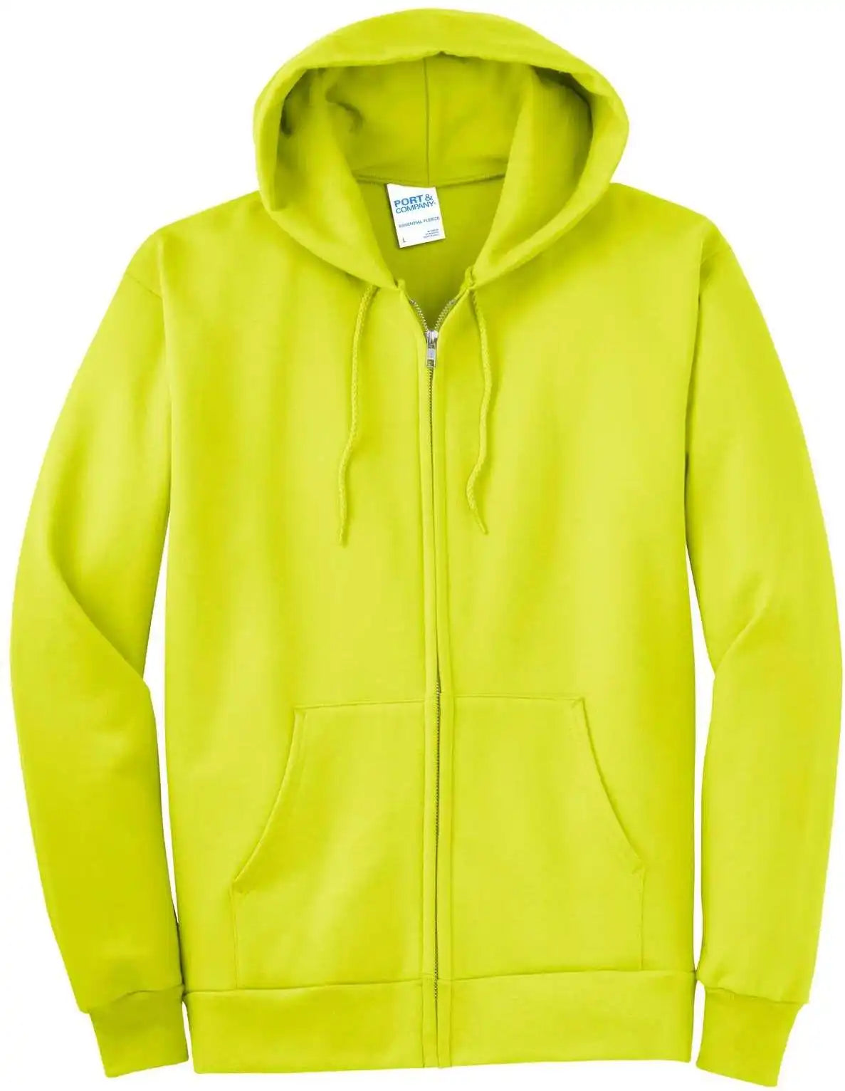 Port & Company Pc90zht Tall Essential Fleece Full Zip Hooded Sweatshirt Safety Green
