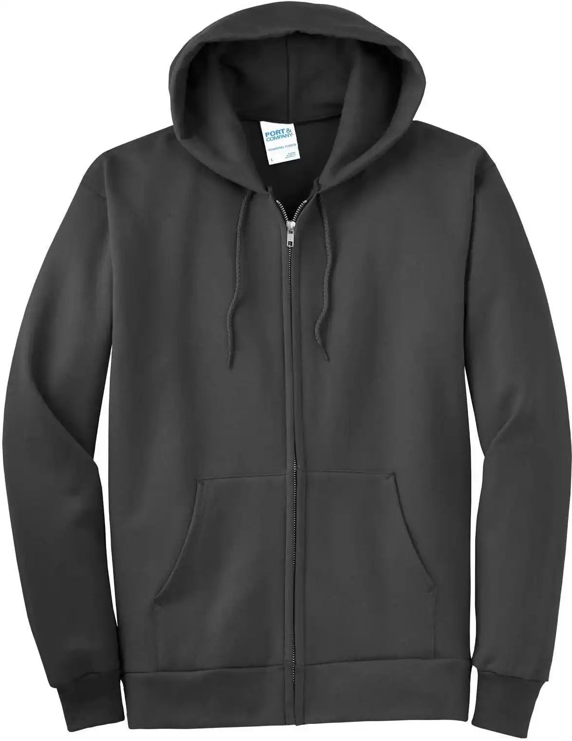 Port & Company Pc90zht Tall Essential Fleece Full Zip Hooded Sweatshirt Charcoal