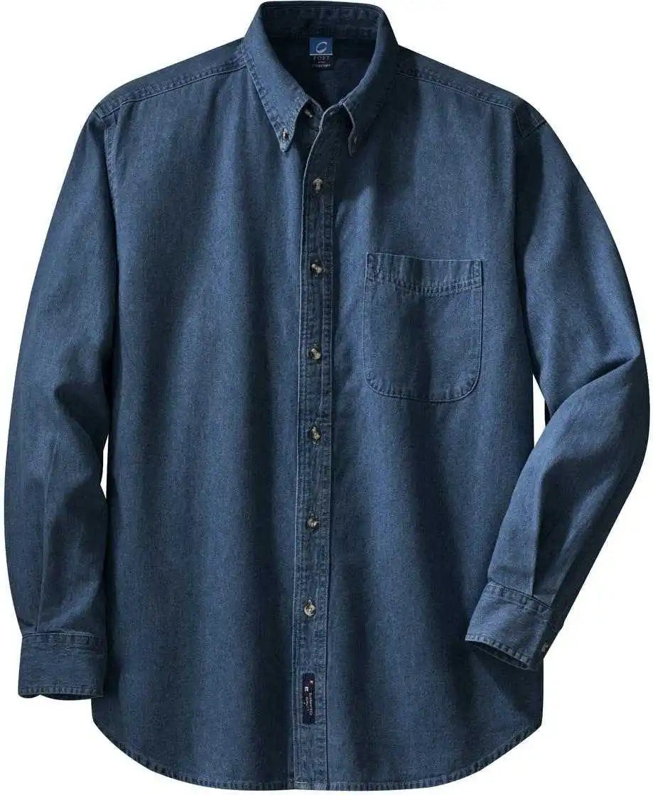 Port &amp; Company Sp10 Long Sleeve Value Denim Shirt Ink Blue
