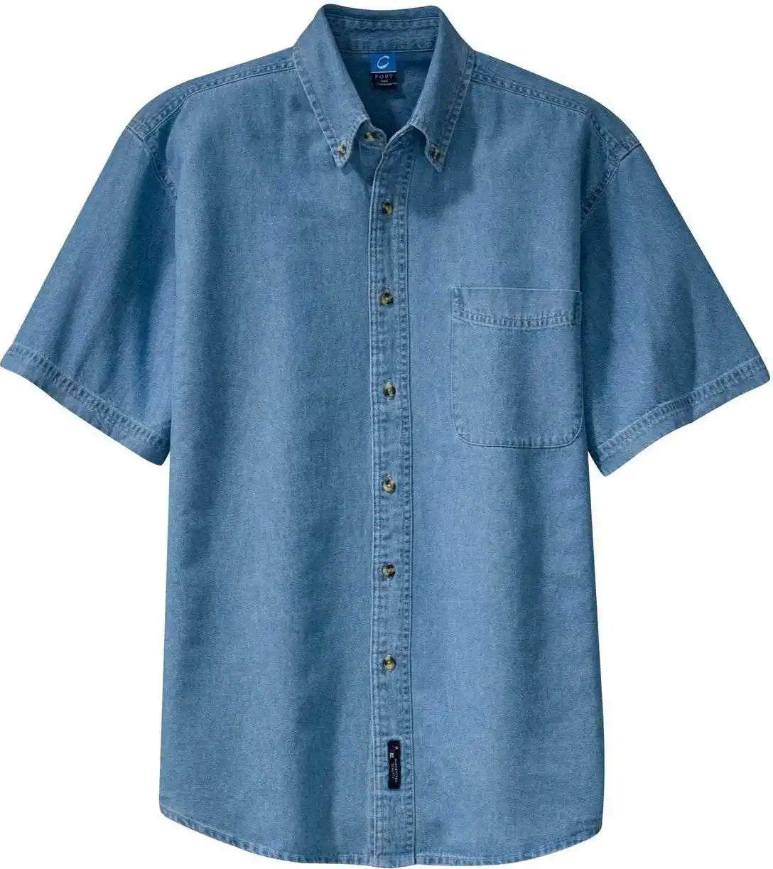 Port &amp; Company Sp11 Short Sleeve Value Denim Shirt Faded Blue