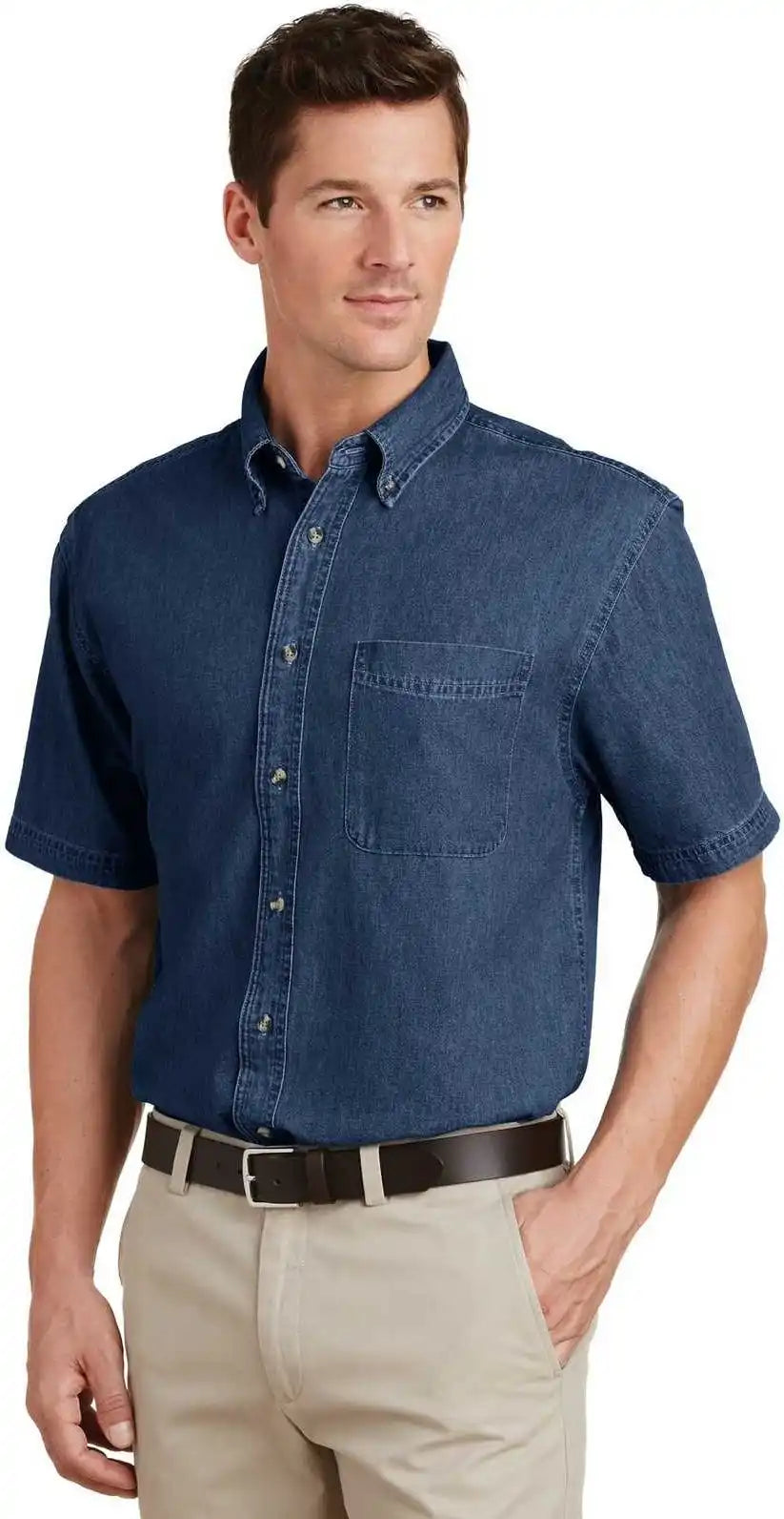 Port &amp; Company Sp11 Short Sleeve Value Denim Shirt Ink Blue