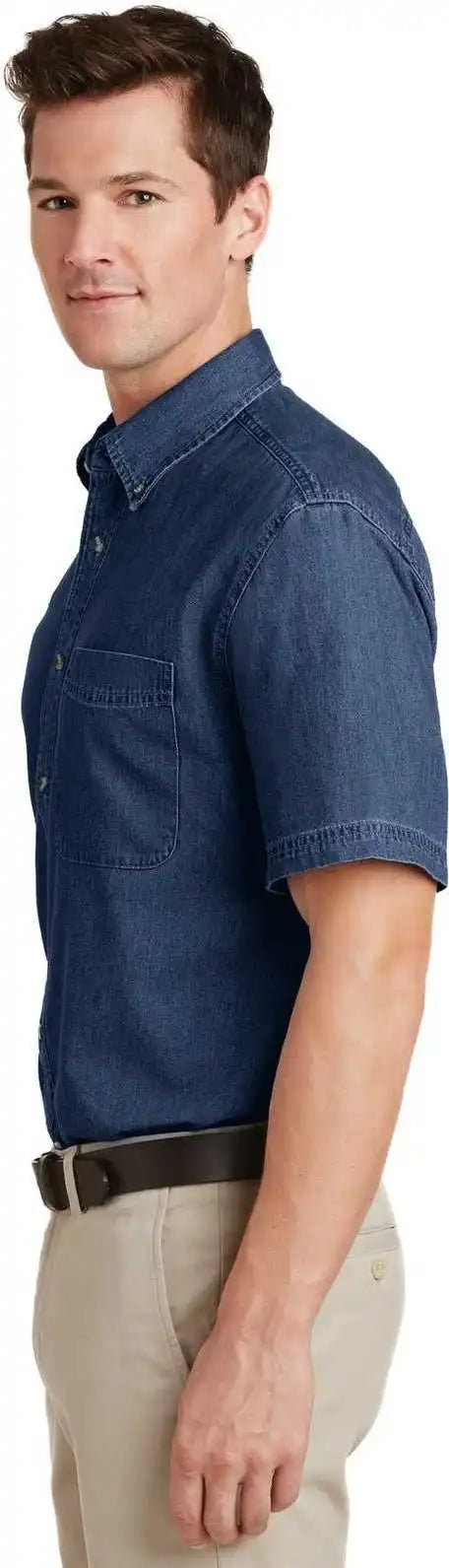Port &amp; Company Sp11 Short Sleeve Value Denim Shirt Ink Blue