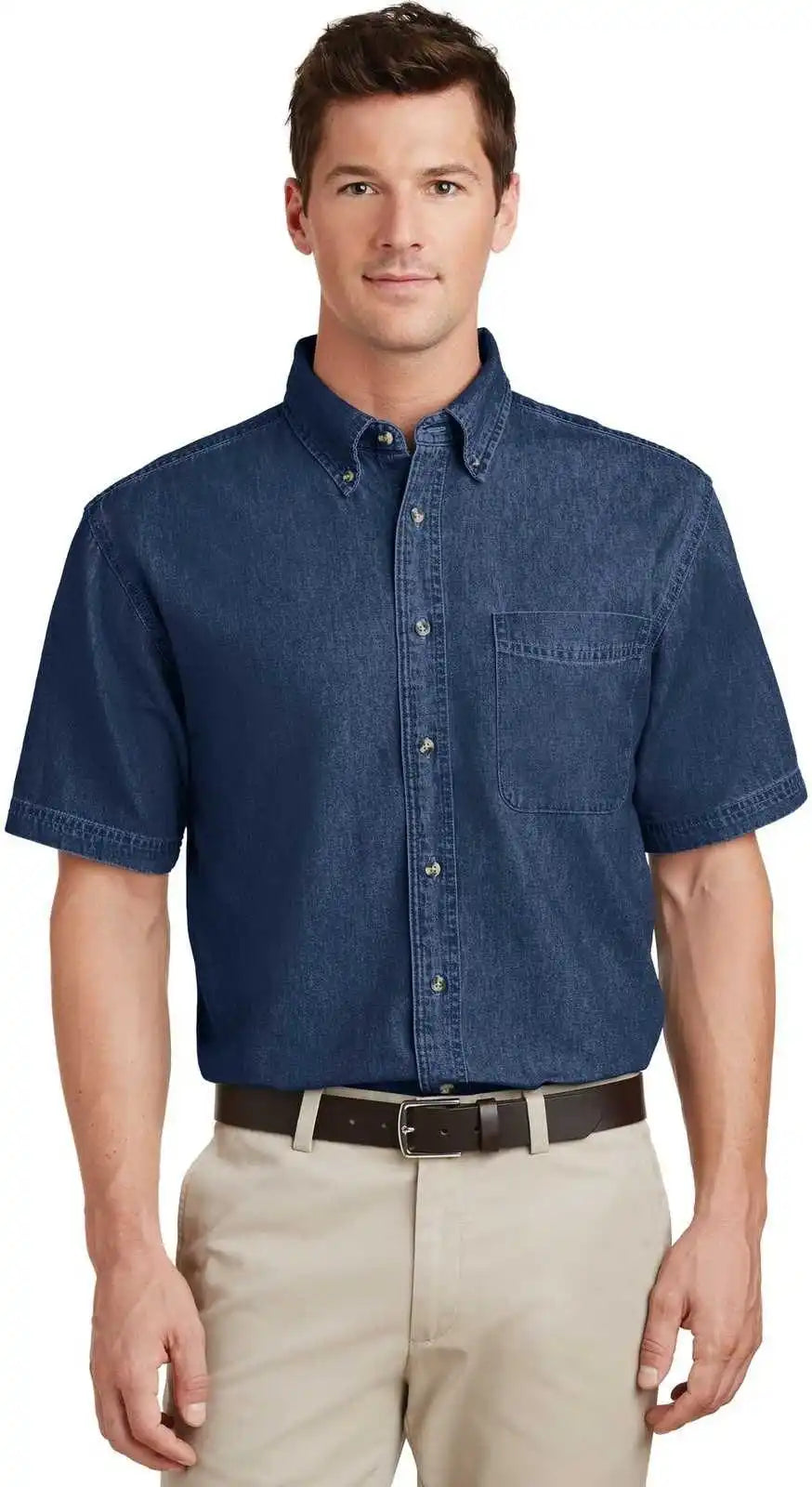 Port &amp; Company Sp11 Short Sleeve Value Denim Shirt Ink Blue