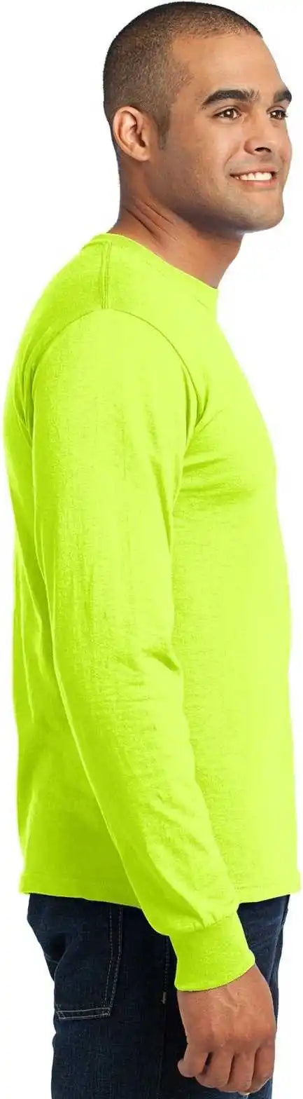 Port & Company Usa100ls Long Sleeve All-american Tee - Safety Green