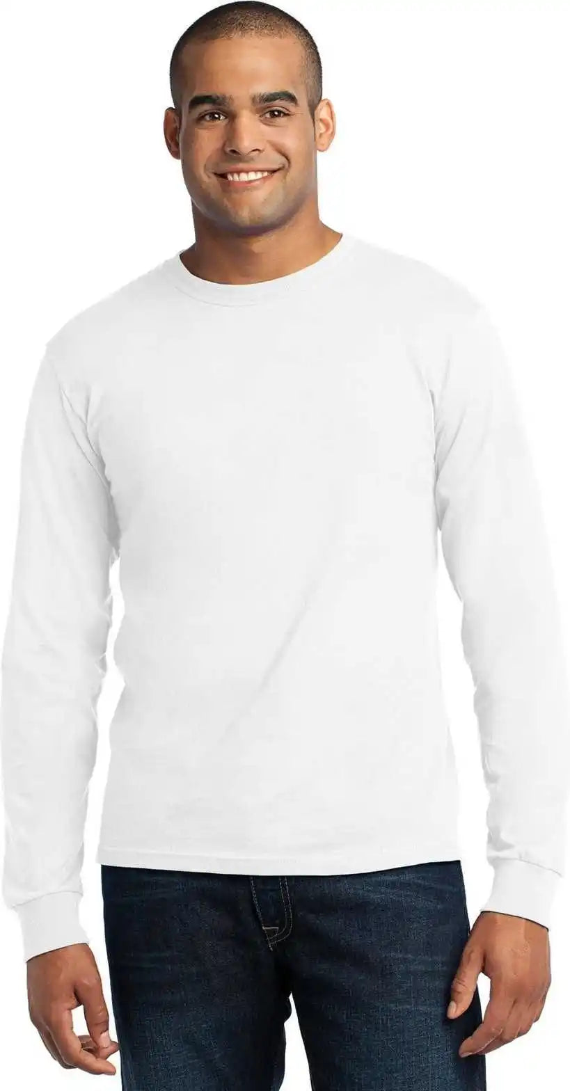 Port & Company Usa100ls Long Sleeve All-american Tee - White