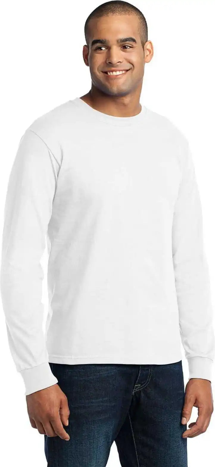Port &amp; Company Usa100ls Long Sleeve All-american Tee - White