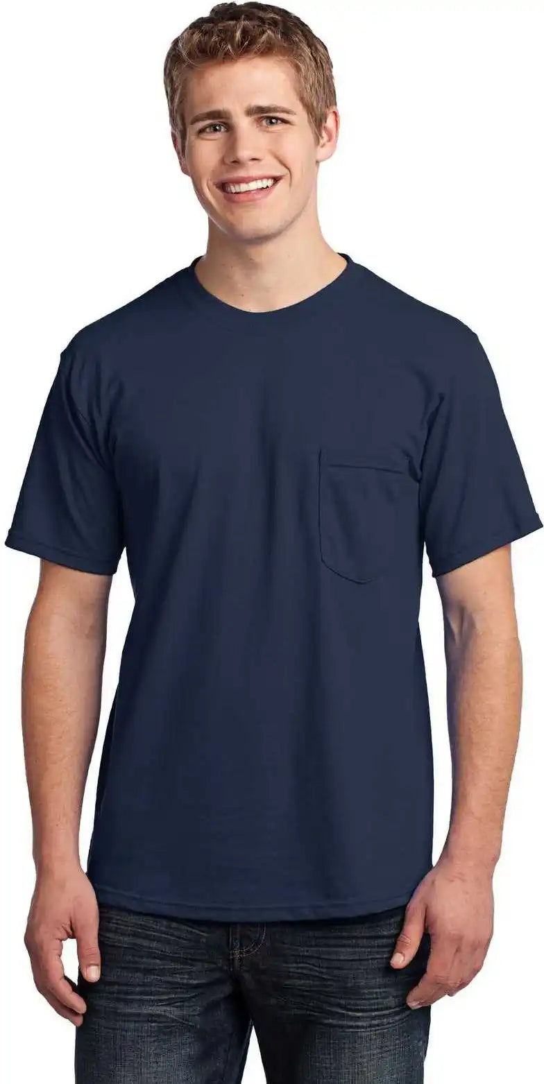 Port &amp; Company Usa100p All-american Pocket Tee - Navy