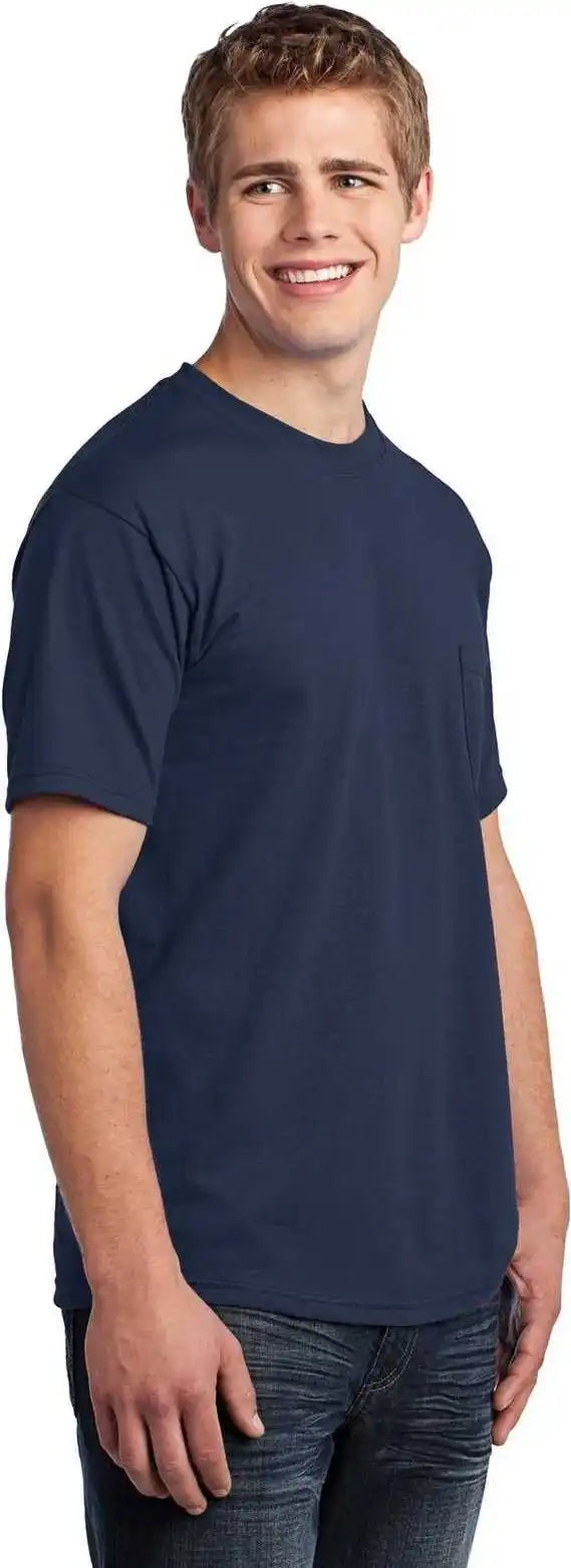 Port &amp; Company Usa100p All-american Pocket Tee - Navy