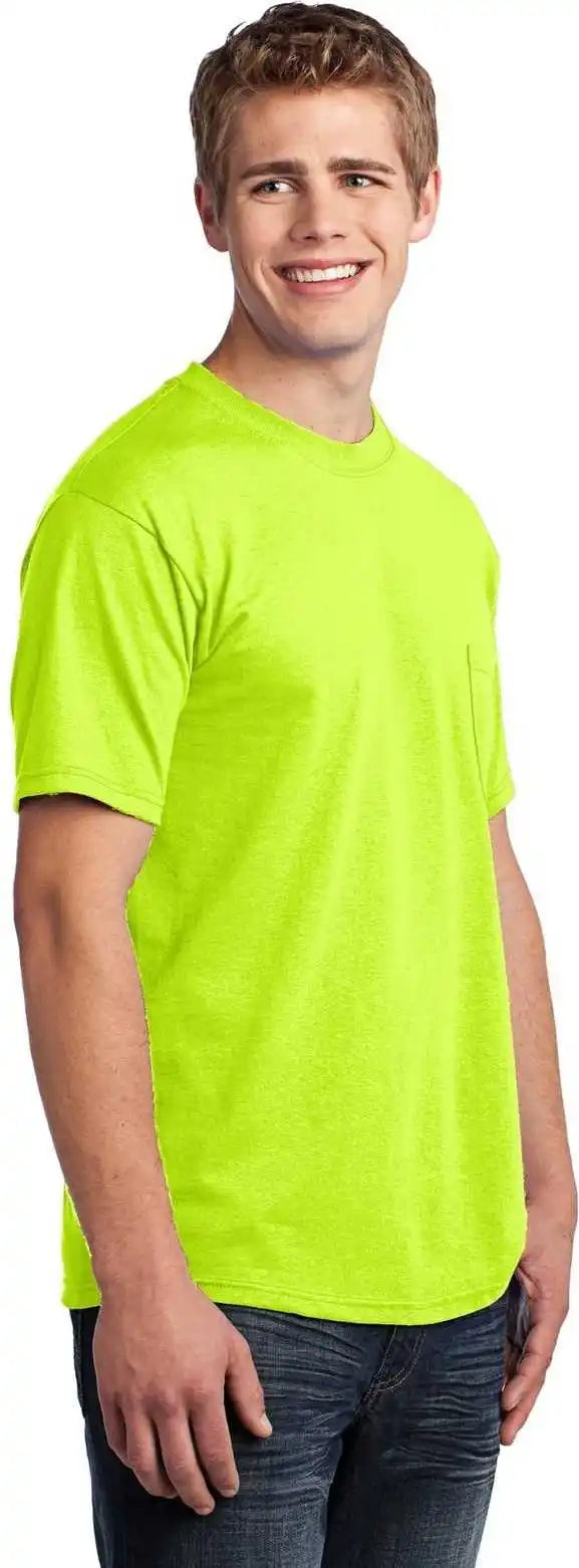 Port &amp; Company Usa100p All-american Pocket Tee - Safety Green