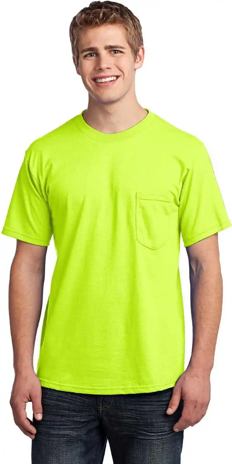Port &amp; Company Usa100p All-american Pocket Tee - Safety Green