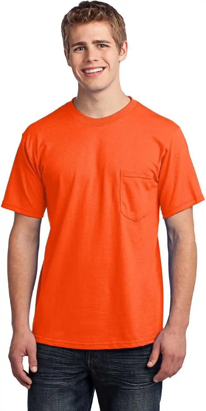Port &amp; Company Usa100p All-american Pocket Tee - Safety Orange