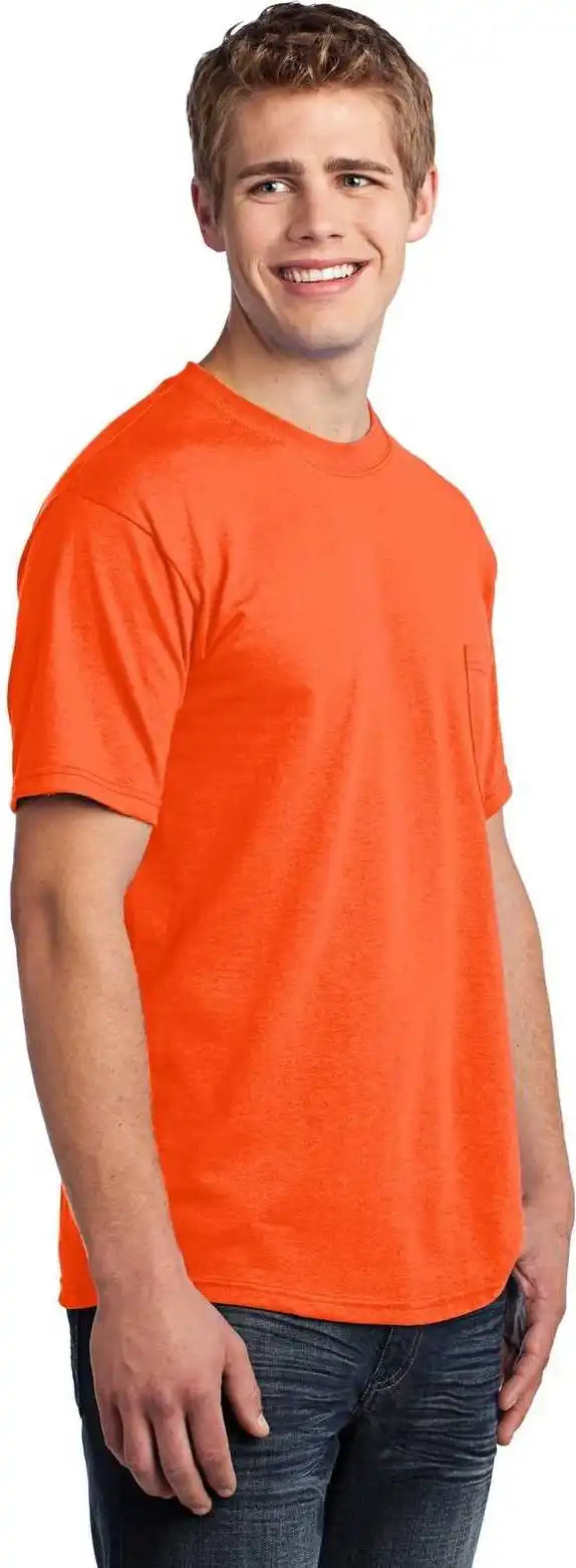 Port &amp; Company Usa100p All-american Pocket Tee - Safety Orange