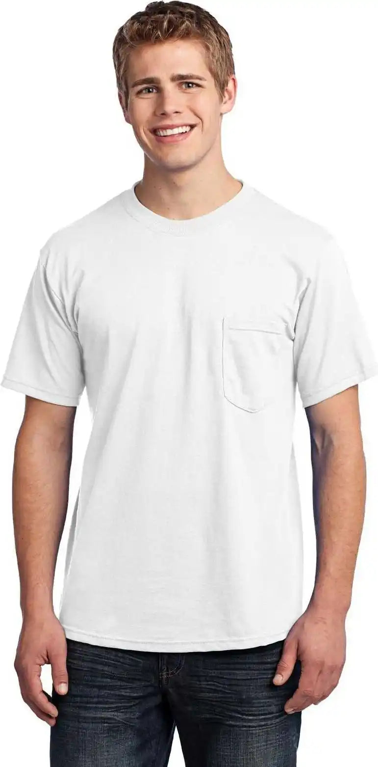 Port &amp; Company Usa100p All-american Pocket Tee - White
