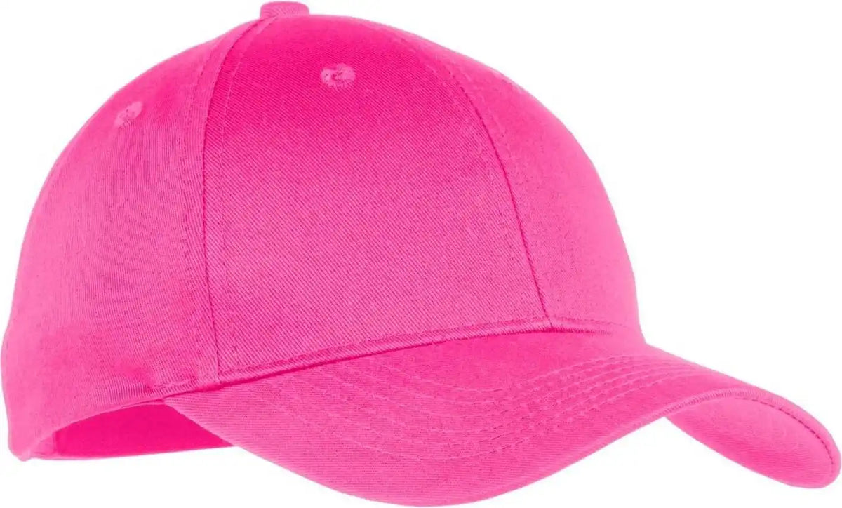 Port &amp; Company Ycp80 Youth Six Panel Twill Cap Neon Pink / one Size Fits Most