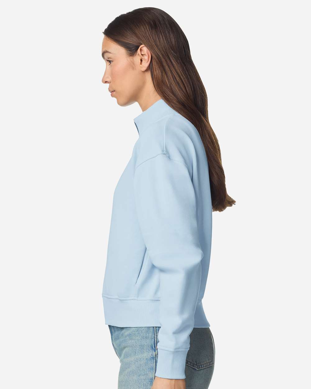 Powder Blue Women's French Terry Full-Zip Jacket - FTJ00 plain