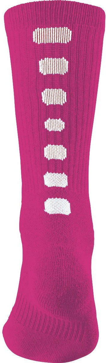 POWER PINK/WHITE COLOR BLOCK CREW SOCK