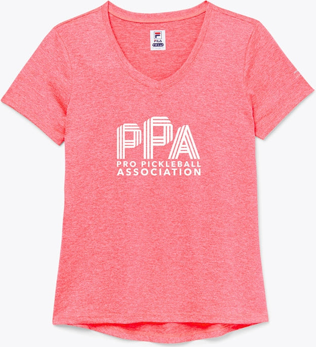 Ppa Fila Pickleball Silky V-neck Tee (w) (pink)