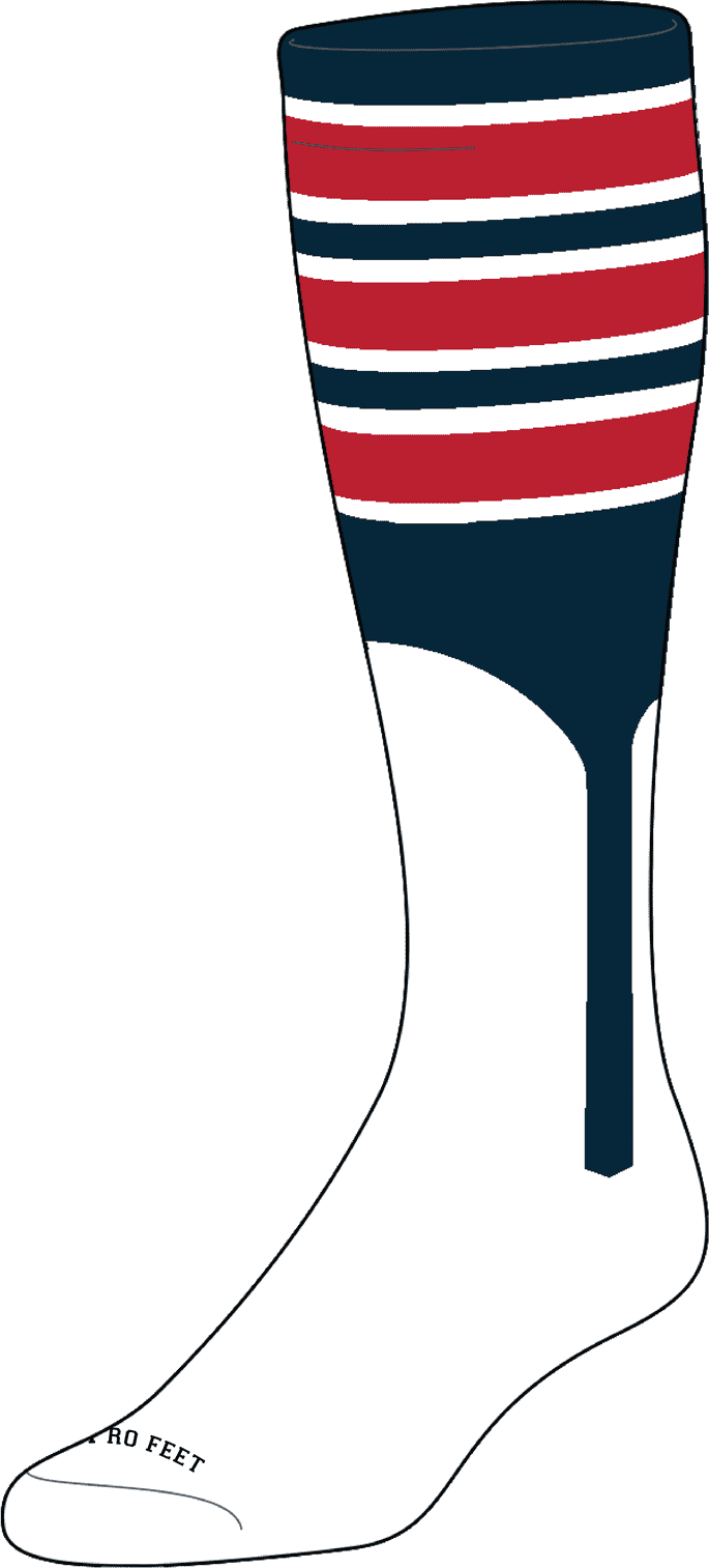 Pro Feet 2-1 Knee High Stirrup Socks - Navy White Scarlet