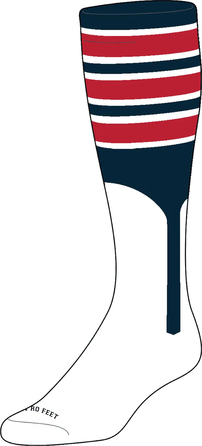 Pro Feet 2-1 Knee High Stirrup Socks - Navy White Scarlet