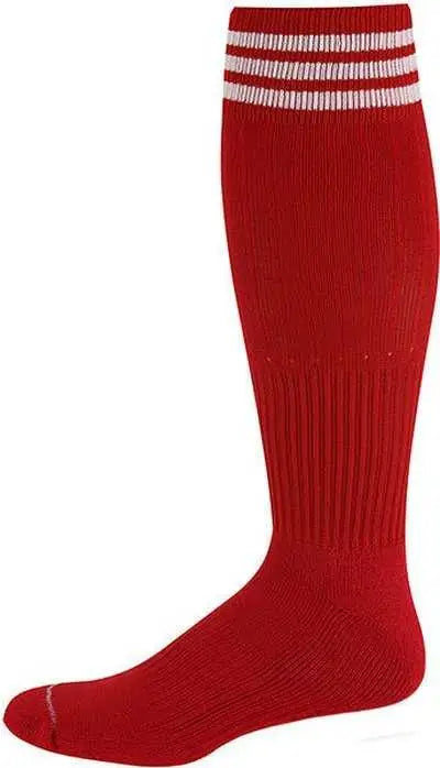 Pro Feet 268 3 Stripe Soccer Socks - Red White