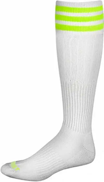 Pro Feet 268 3 Stripe Soccer Socks - White Neon Yellow