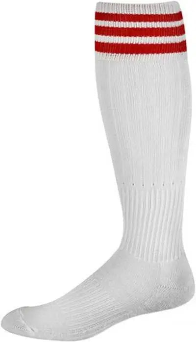 Pro Feet 268 3 Stripe Soccer Socks - White Red
