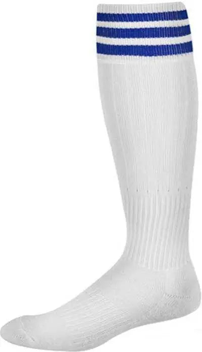 Pro Feet 268 3 Stripe Soccer Socks - White Royal