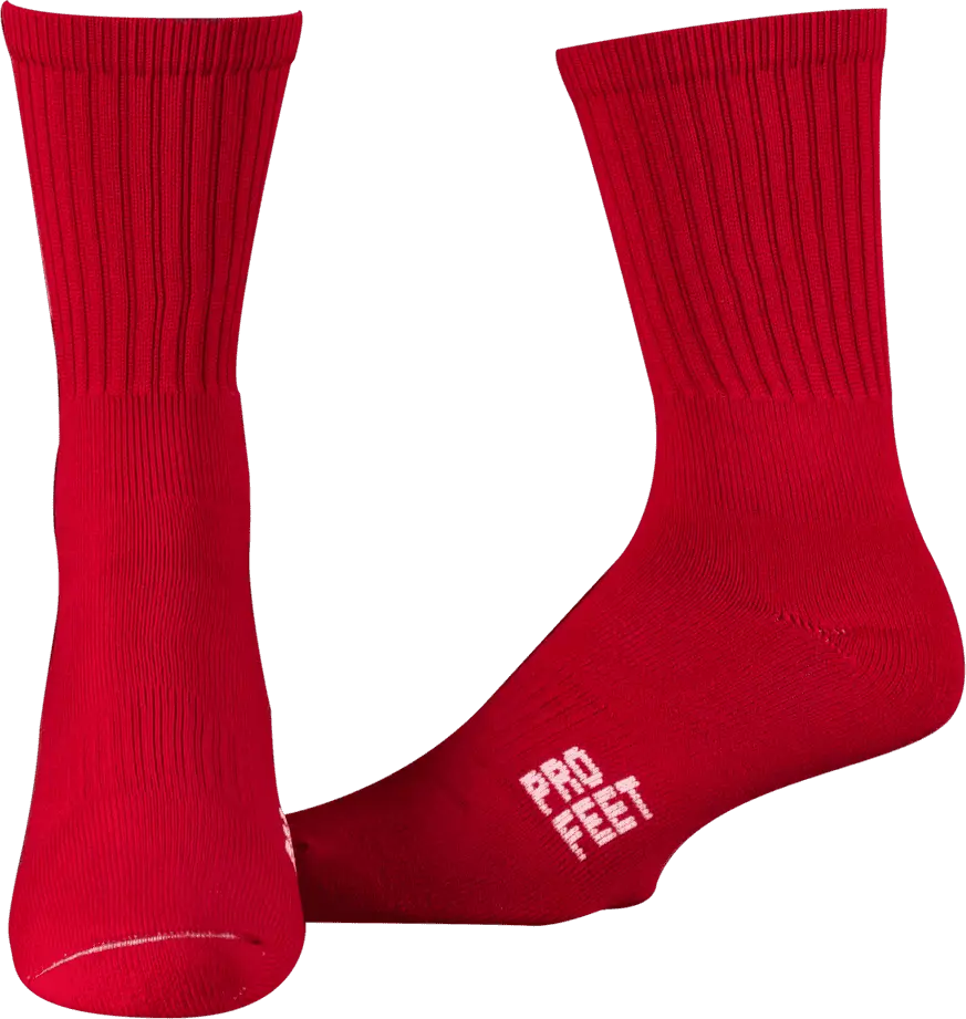 Pro Feet 385 Colored Crew Socks -- Red