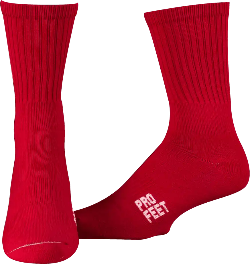 Pro Feet 385 Colored Crew Socks -- Red