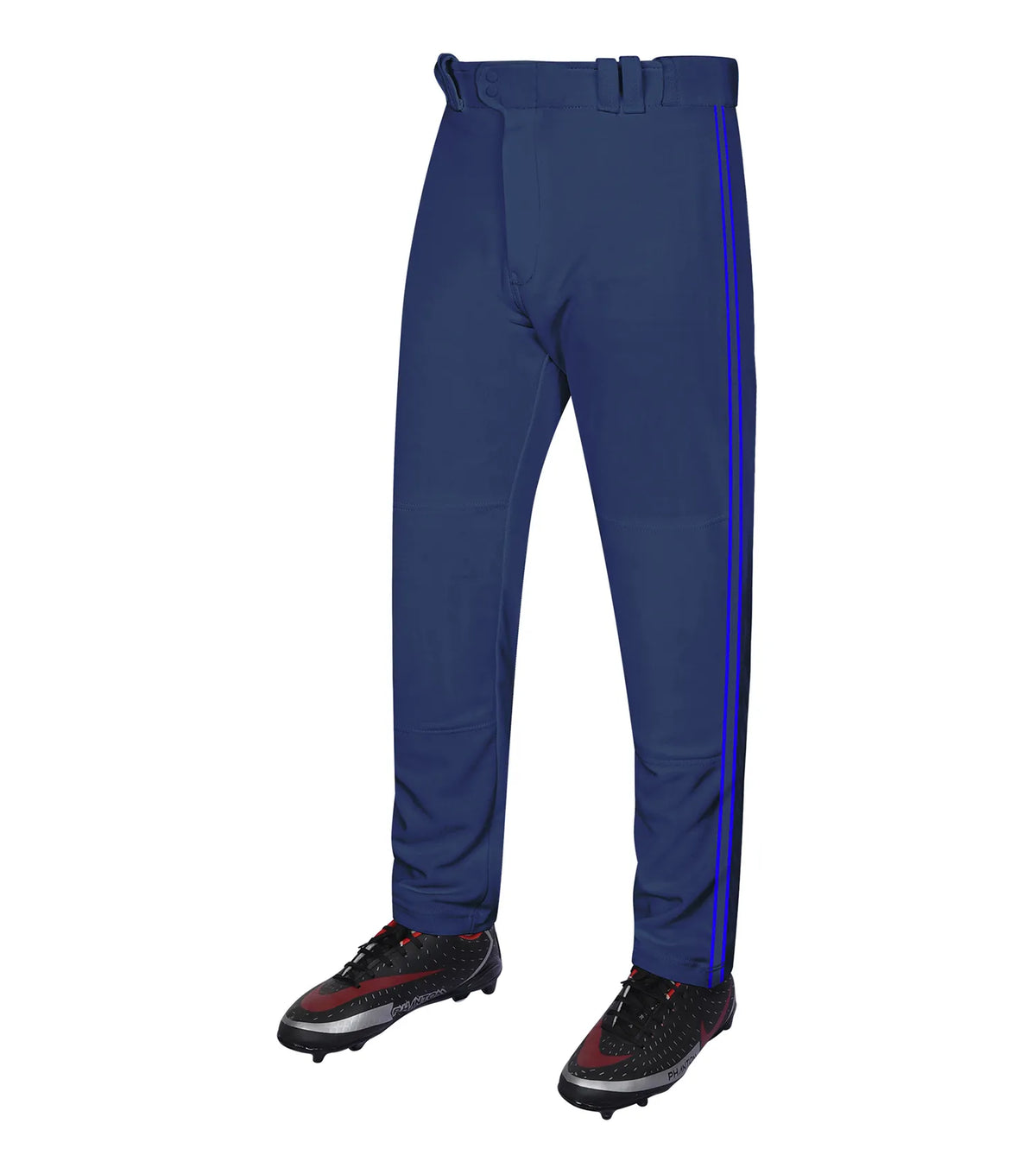 Proline Adult Full Length Baseball Pants with Stripes (navy) - Navy/royal Blue / Small