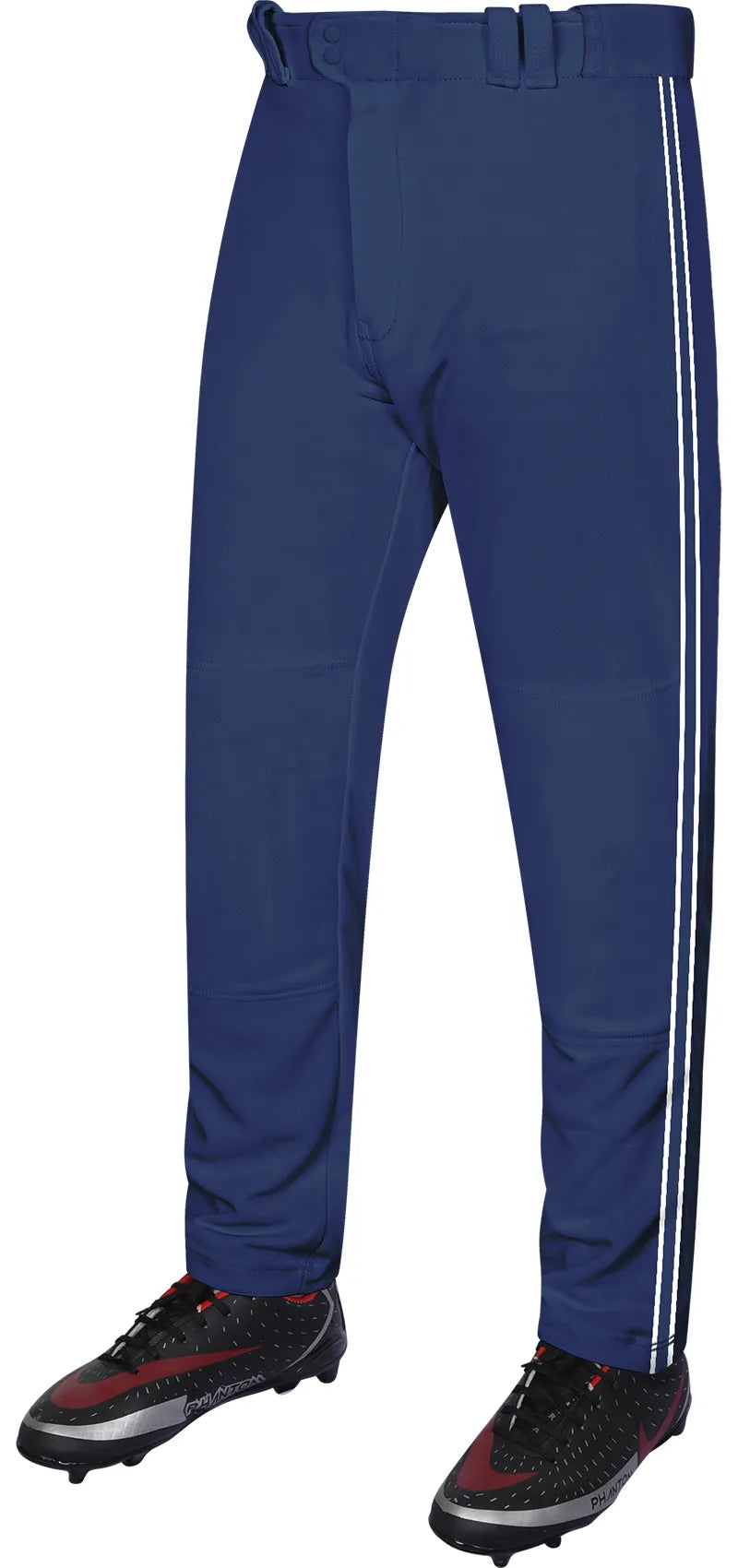 Proline Adult Full Length Baseball Pants with Stripes (navy) - Navy/white / Small