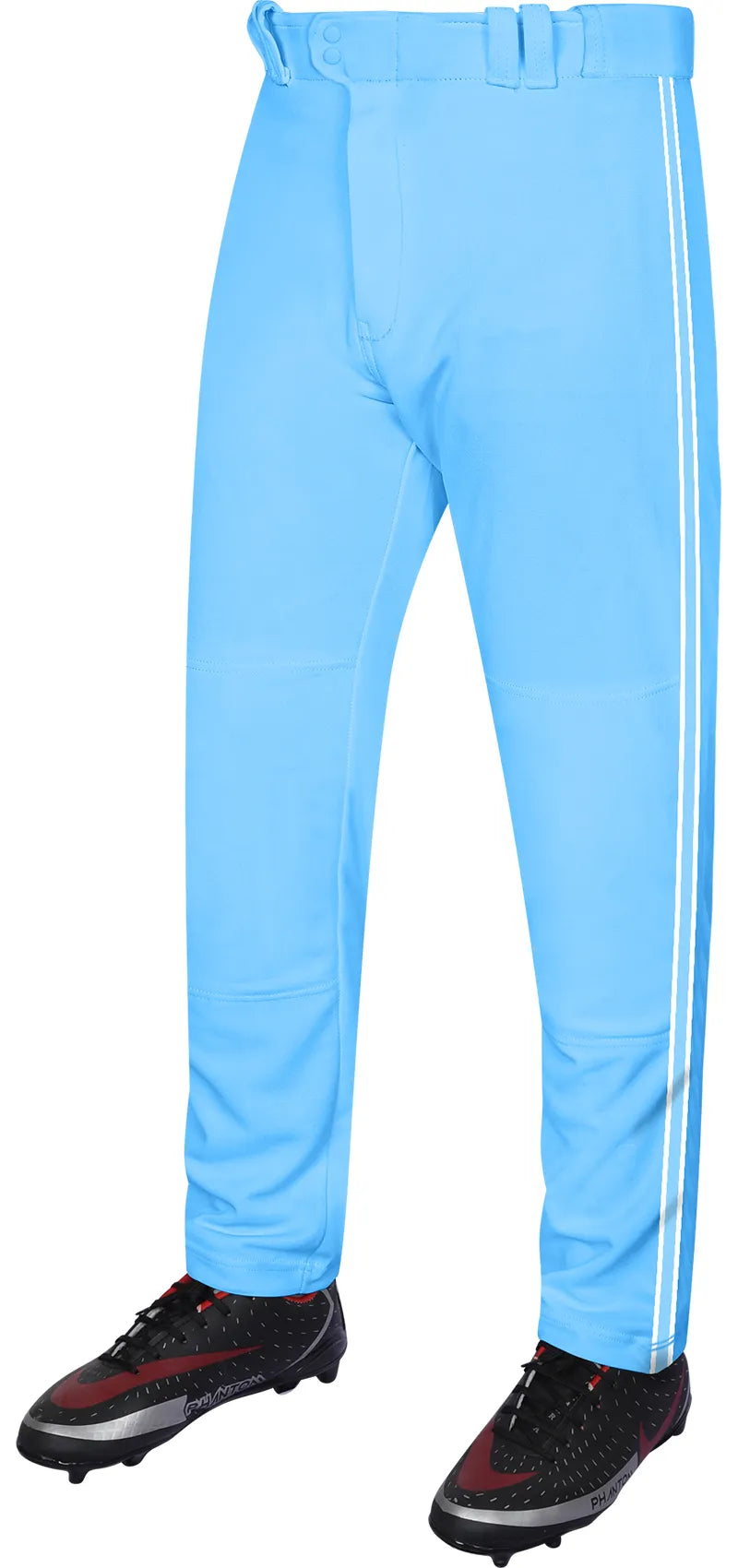 Proline Adult Full Length Baseball Pants with Stripes (sky) - Sky/white / Small