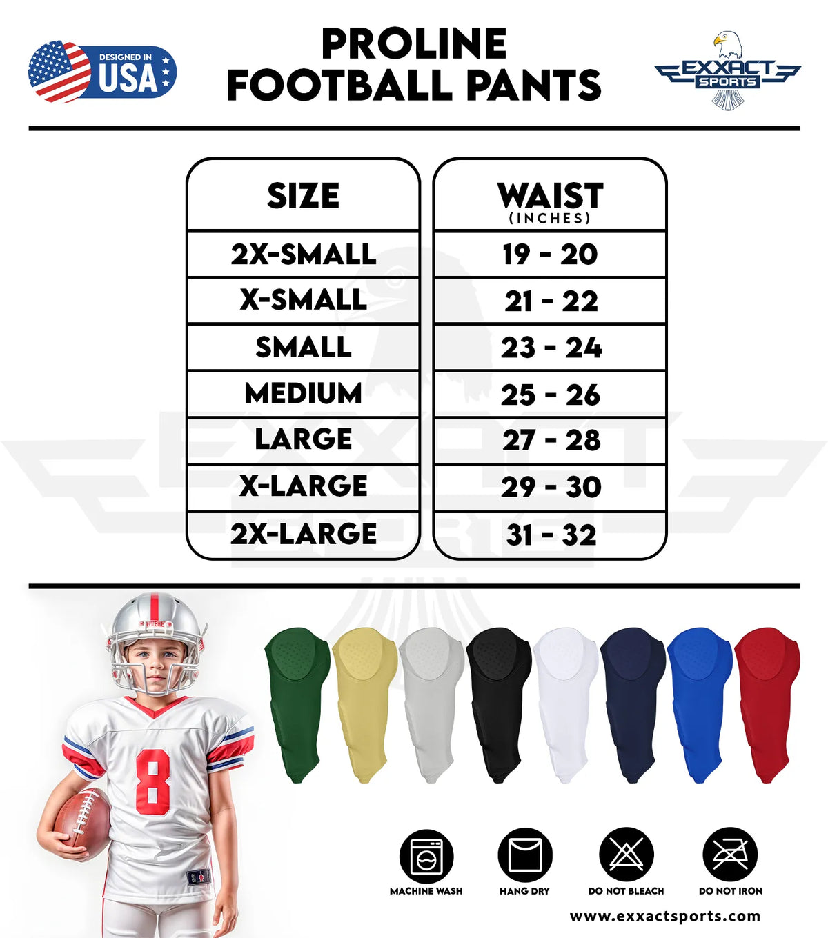 Proline Boys Integrated Football Pants with 7 Flex Pads Red (youth)