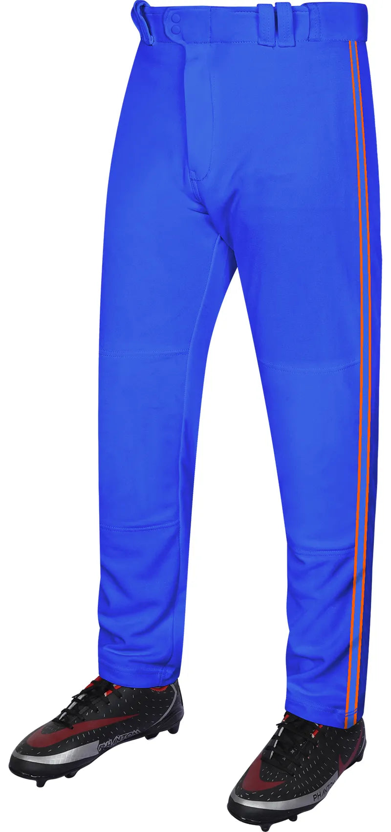 Proline Youth Full Length Baseball Pants with Stripes (royal Blue) - Royal Blue/orange / X-small