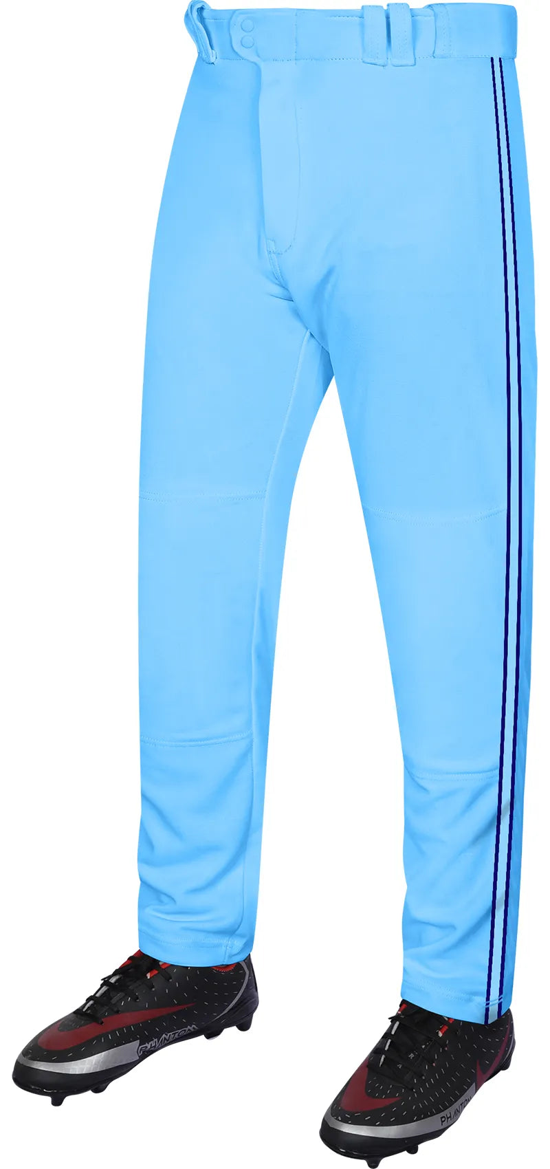 Proline Youth Full Length Baseball Pants with Stripes (sky) - Sky/navy / X-small