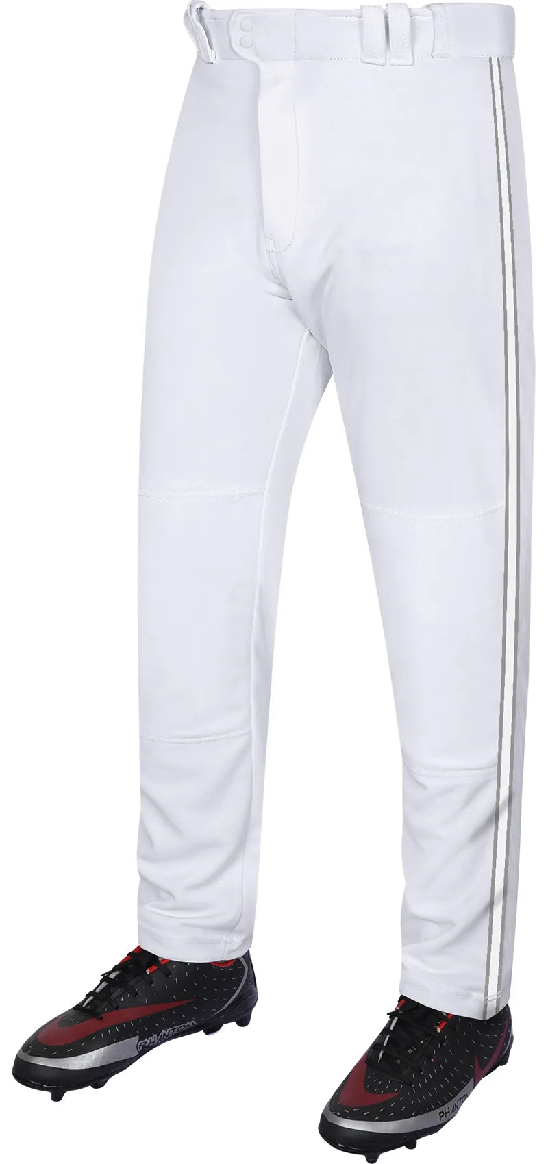 Proline Youth Full Length Baseball Pants with Stripes (white) - White/gray / X-small