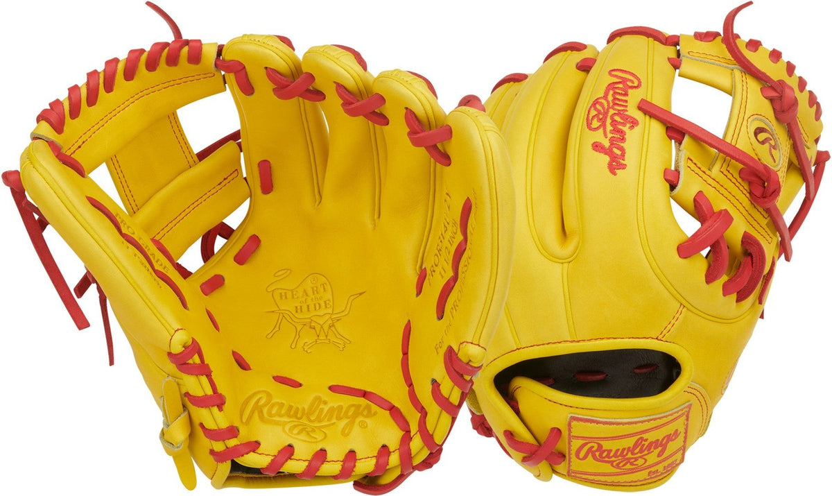 Rawlings Heart of the Hide PROR314U-2Y 11.50&quot; Infield Baseball Glove - Yellow Scarlet